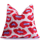 Red & Purple Ikat Velvet Pillow – 16x16in | Luxury Handmade Throw Pillow