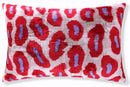 Handmade Velvet Pillow – Red & Lilac Oval Pattern, 16x24"