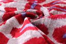 Red & Purple Ikat Velvet Pillow – 16x16in | Luxury Handmade Throw Pillow