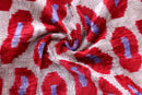 Red & Purple Ikat Velvet Pillow – 16x16in | Luxury Handmade Throw Pillow