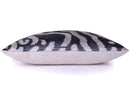 Gray Cream Ikat Silk Velvet Pillow – 16x16 Handmade Luxury Throw
