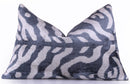 Handmade Velvet Pillow with insert – Blue-Gray Abstract Ikat, 16x24"