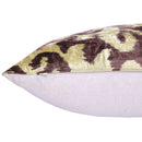 Handmade Velvet Pillow with insert – Gold & Brown Ikat Motif, 16x24"