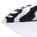 Handmade Velvet Pillow with insert – Black & White Abstract Ikat, 16x24"