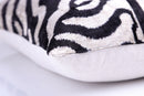 Handmade Velvet Pillow with insert – Black & White Abstract Ikat, 16x24"