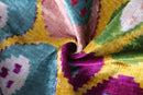 Multicolor Dotted Ikat Pillow – 16x16” Silk Velvet | Handmade