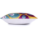 Multicolor Dotted Ikat Pillow – 16x16” Silk Velvet | Handmade