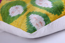 Multicolor Dotted Ikat Pillow – 16x16” Silk Velvet | Handmade