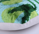 Green & Aqua Ikat Velvet Pillow – 16x16” | Handmade Silk Luxe
