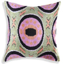 Green Lilac Black Geometric Silk Velvet Pillow – 16x16 Handmade