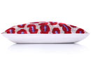 Handmade Velvet Pillow – Red & Lilac Oval Pattern, 16x24"