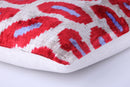 Red & Purple Ikat Velvet Pillow – 16x16in | Luxury Handmade Throw Pillow