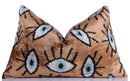 Handmade Ikat Velvet Throw Pillow with insert  16x24 in – Silk Brown White Modern Eye