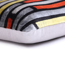 Handmade 16x16 Velvet Pillow – Striped Orange, Yellow & Gray