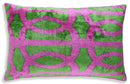 Handmade Pink & Green Ikat Velvet Throw Pillow – 16x24 Luxury Accent