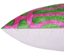 Handmade Pink & Green Ikat Velvet Throw Pillow – 16x24 Luxury Accent