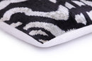 Handmade 16x16 Velvet Pillow – Black & White Ikat Medallion