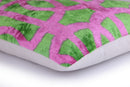 Handmade Pink & Green Ikat Velvet Throw Pillow – 16x24 Luxury Accent