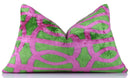 Handmade Pink & Green Ikat Velvet Throw Pillow – 16x24 Luxury Accent