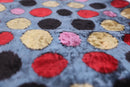 Handmade 16x16 Velvet Pillow – Multicolor Dots on Blue