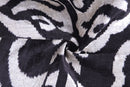 Handmade 16x16 Velvet Pillow – Black & White Ikat Medallion
