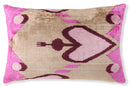 Handmade Velvet Throw Pillow – Tribal Heart in Pink & Taupe (16x24)
