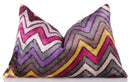 Zigzag Silk Velvet Pillow 16x24 – Fuchsia & Gold, Handmade Luxe