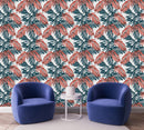 Blue and Red Leaves Wallpaper