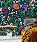 Stylish Modern Dark Wallpaper with Little Flowers
