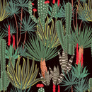 Dark Wallpaper with Palms and Cactus