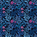 Voguish Blue Leaves with Pink Flowers Wallpaper Smart