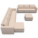 Ainfox 9-Seat Modular Sectional Sofa Sleeper Sofa Flannel Sofa with Storage Seat Beige