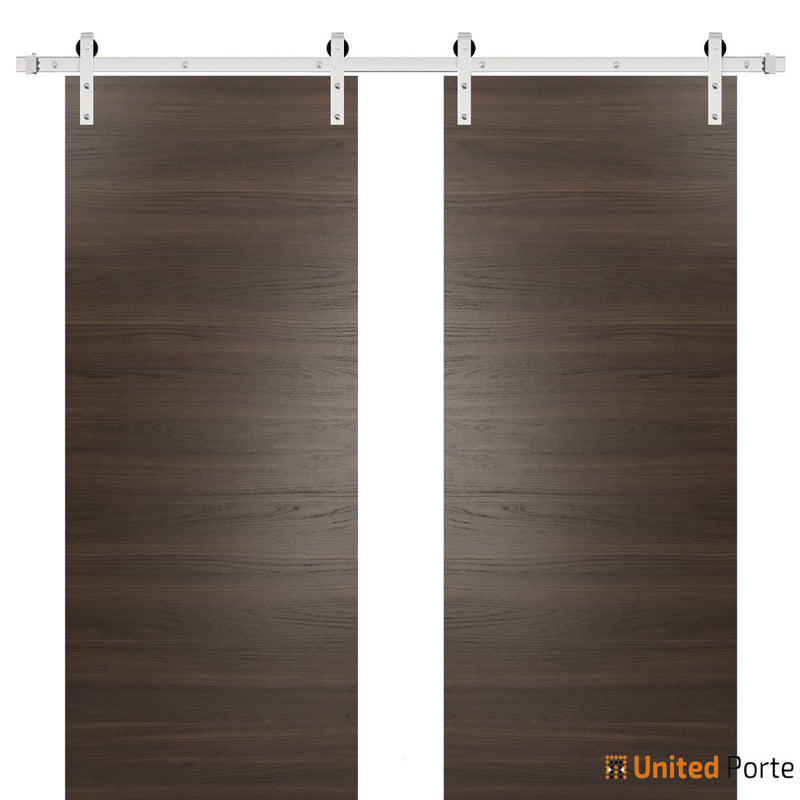 Planum 0010 Chocolate Ash Double Barn Door and Silver Rail