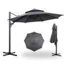 Ainfox 10ft Double Top Heavy-Duty Patio Cantilever Umbrella with Cross Base,5-Year-Non-Fading Outdoor Large Offset Hanging Aluminum Rotation Sun Shade Umbrella with 360°Rotation Adjustable