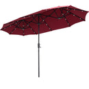 Ainfox 13ft Large Patio Umbrella with Solar Lights, Outdoor Double-Sided Rectangle Market Heavy Duty Umbrellas without Base