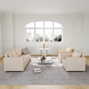 Ainfox 5-Seat Modular Sectional Sofa Sleeper Sofa Flannel Sofa with Storage Seat Beige