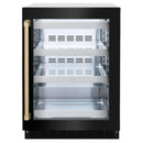 ZLINE 24" Touchstone 151 Can Beverage Fridge Black Stainless Steel Glass Door Champagne Bronze Handle RBSOZ-BS-24-CB