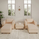 Ainfox 5-Seat Modular Sectional Sofa Sleeper Sofa Flannel Sofa with Storage Seat Beige