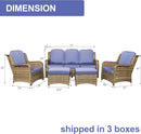 Ainfox 7 Pieces Patio Furniture Sofa Set Blue