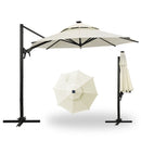 Ainfox 10 FT Aluminum Offset Outdoor Cantilever Umbrella With Cross Bar  And Led Lights