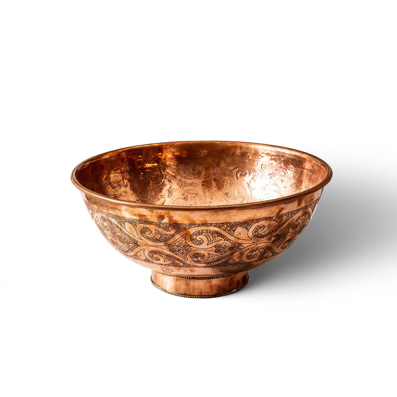 Engraved Handcrafted Copper Vessel Sink Bathroom