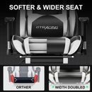 GTRACING Gaming Chair Office Chair PU Leather with Footrest&Adjustable Headrest-099NAF-WMT