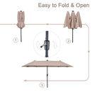 Ainfox 13ft Large Patio Umbrella with Solar Lights, Outdoor Double-Sided Rectangle Market Heavy Duty Umbrellas without Base