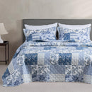 Kasentex Lightweight Floral Quilt Set - Soft All Season Bedspread Coverlet, Blue Vintage