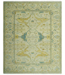 Hand Knotted Beige and Gray 8x10 Traditional Oriental Oushak wool area rug