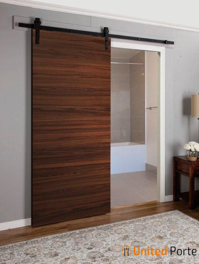 Planum 0010 Chocolate Ash Barn Door and Black Rail