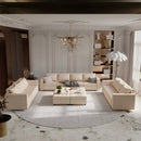 Ainfox 14-Seat Modular Sectional Sofa Sleeper Sofa Flannel Sofa with Storage Seat Beige