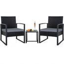 Ainfox  3 Pieces Outdoor Patio Sofa Set, Patio Bistro Set, All-Weather Wicker Conversation Set