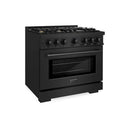 ZLINE 36" Select Dual Fuel Range Gas Cooktop Electric Convection Oven Black Stainless Steel Brass Burners HDRB-BR-36