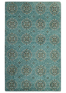 5x8 Traditional Damask Floral Design Blue, Ivory and Olive wool area rug